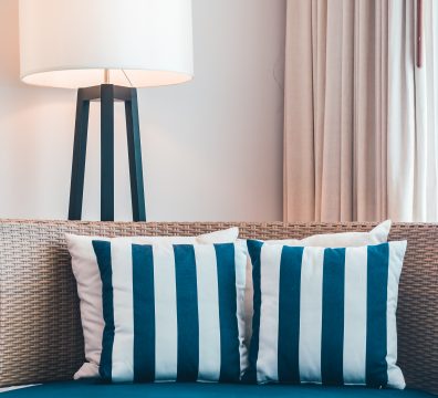 Pillow on sofa decoration in living room interior - Filter effect